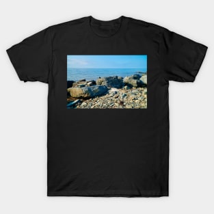 Pebbles & Rocks Beach With Ocean View - Coastal Scenery - Aberaeron T-Shirt